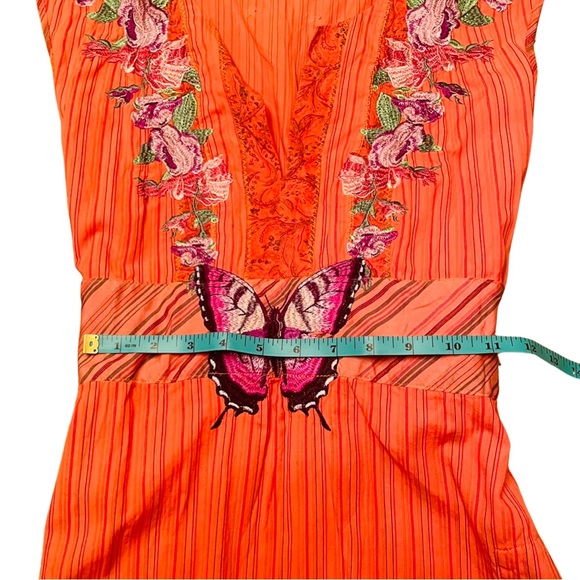 White Label Johnny Was Orange 3 J Workshop Sleeveless Dress with Large Butterfly - Picture 14 of 15